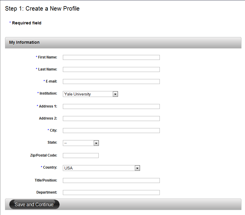 Create Profile Page